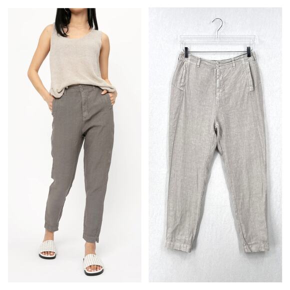 TRANSIT PAR SUCH Linen Trouser Pants Womens Small Light Gray Relaxed Slim Slouch - Picture 1 of 16